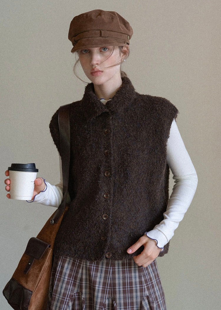 Brown Letter Vintage Knit Vest
