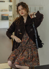 Cocoa Dusk Vintage Wool Blend Toggle Knit Cardigan