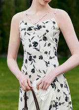 Moonlight Petal Slip Dress | Black and White Floral Dress for Summer