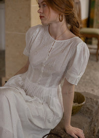 Alba Eyelet Cotton Dress | Romantic White Embroidered Summer dress