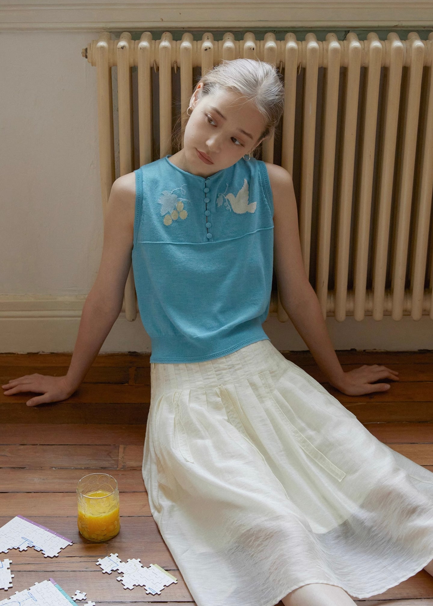 BlueBird Vintage Embroidery Summer Knit Sleeveless Vest
