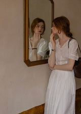 Alba Eyelet Cotton Dress | Romantic White Embroidered Summer dress
