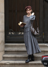 Shirred Waist Vintage Floral Long Dress