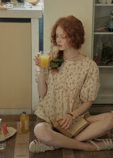 Morning Poem Pintuck Blouse | Vintage Floral Cream Top