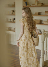 Golden Lily Lace Tie Flare Long Dress