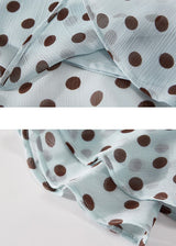 Soft Blue Polka Dot Ruffle Mini Skirt Vintage A-Line Layered Hem Skirt
