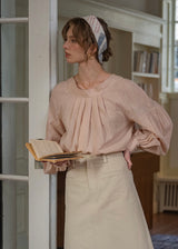 Soft Tale Pintuck Blouse | Romantic Round Neck Cotton Shirt(2COLOR)