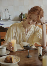 Butterlight Poem Blouse | Pintuck Vintage Top in Ivory Yellow