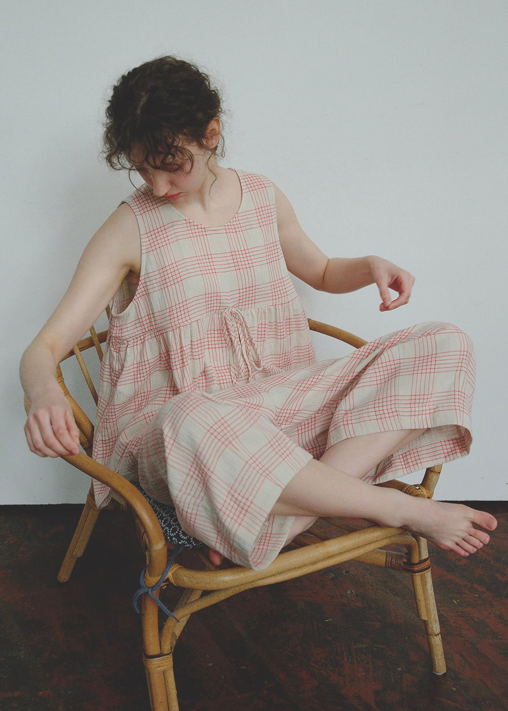 Soft Air Check Loungewear Sleeveless Tie Top Capri Pajama Set