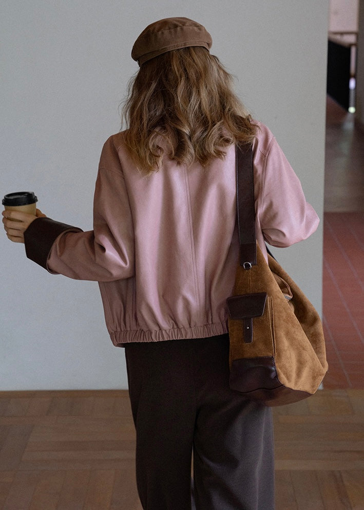 Muted Rose Vintage Faux Leather Jacket