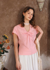Éloise Ribbon Front Top | Soft T-Shirt for Summer(3COLOR)