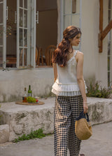 Lily Ruffle Blouse | Romantic White Frill Linen Sleeveless Top