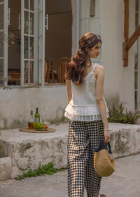 Lily Ruffle Blouse | Romantic White Frill Linen Sleeveless Top