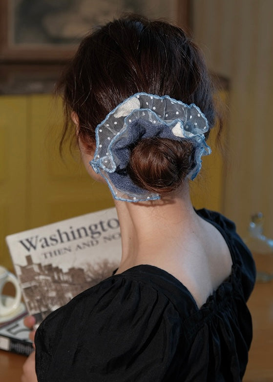 Lace Knit Vintage Smoke Blue Hair Scrunchie