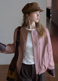 Muted Rose Vintage Faux Leather Jacket
