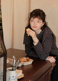 Autumn Café Check Sailor Blouse