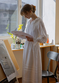 Evening Poem Ruffled White Lace & Navy Check Dress(2COROL)