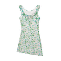 Green Petal Sheer Floral Ribbon Sleeveless Top