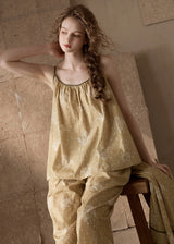 Evening Bloom 3-Piece Cotton Vintage Pajama Set