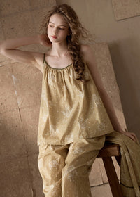 Evening Bloom 3-Piece Cotton Vintage Pajama Set