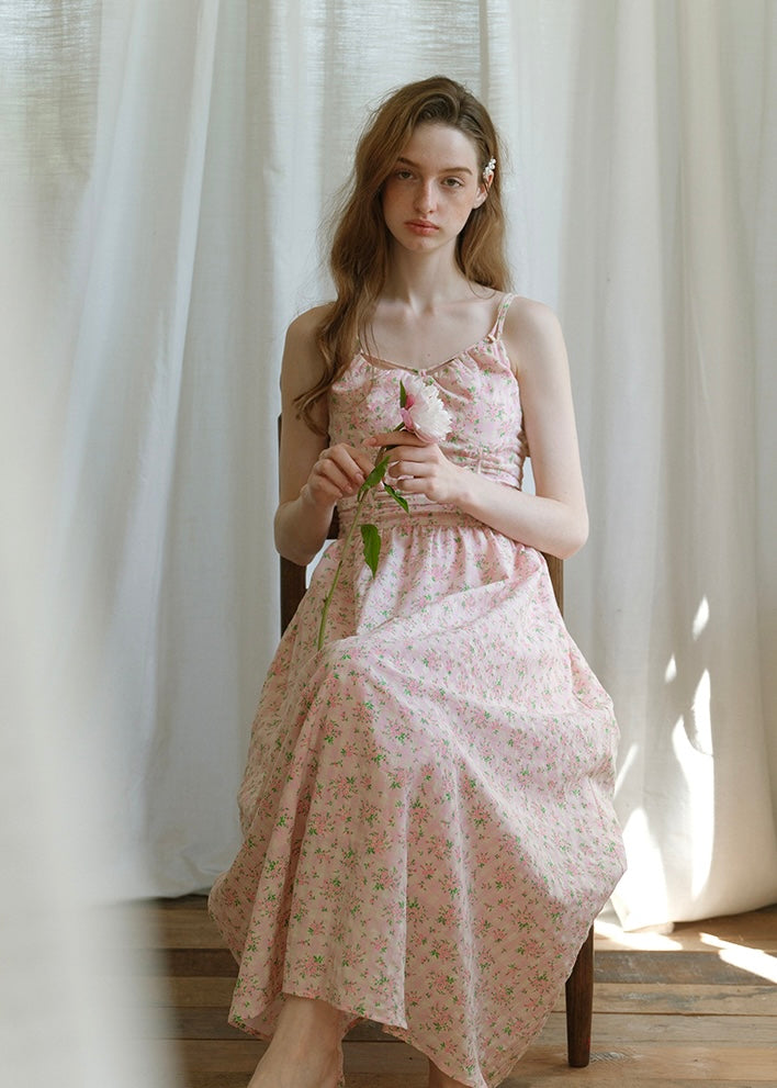 Rosée du Matin Dress | Soft Pink Floral Summer Slip Dress