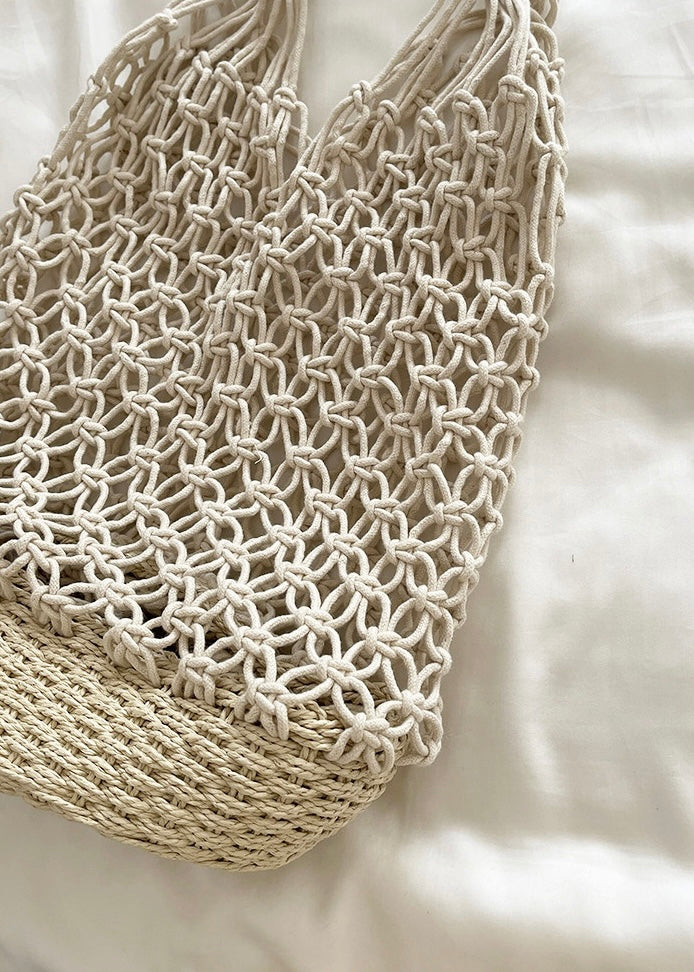 Natural Woven Straw Net Beach Tote Bag
