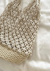 Natural Woven Straw Net Beach Tote Bag