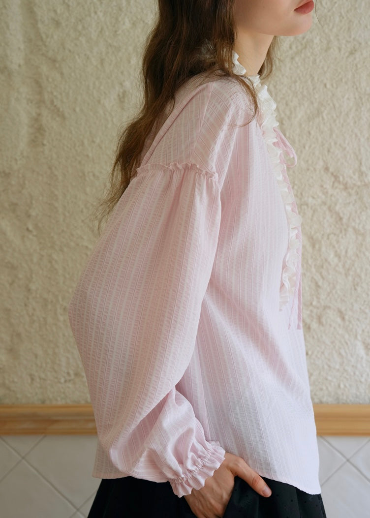 Daydream Ruffle Vintage Pink Long Sleeve Blouse