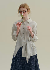 Striped Tie-Waist Wrap Vintage Shirt