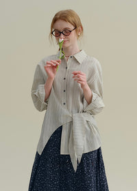 Striped Tie-Waist Wrap Vintage Shirt