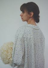 Blue Floral Cotton Nightdress Peter Pan Collar Long Sleeve Vintage Loungewear