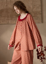 Retro Geometric Cotton Long Sleeve Women's Pajama Set(2COLOR)