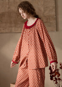 Retro Geometric Cotton Long Sleeve Women's Pajama Set(2COLOR)