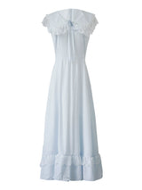 Blue Lullaby Vintage Lace Collar Sleeveless Summer Dress