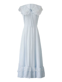 Blue Lullaby Vintage Lace Collar Sleeveless Summer Dress