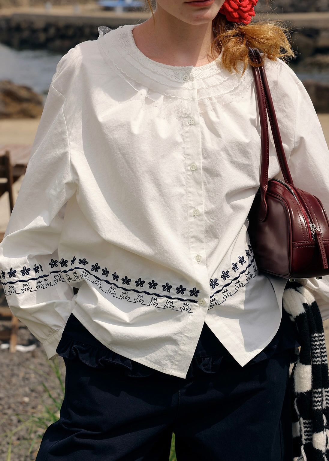 The Sunday Letter Embroidered Vintage Cotton Blouse