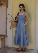 Picnic Breeze Dress | Gingham Check Sleeveless Flare Summer Dress(2COLOR)