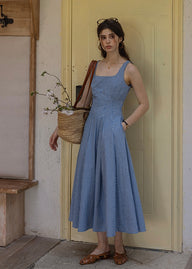 Picnic Breeze Dress | Gingham Check Sleeveless Flare Summer Dress(2COLOR)