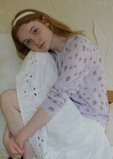 Vintage Floral Purple Lightweight Long Sleeve Cardigan