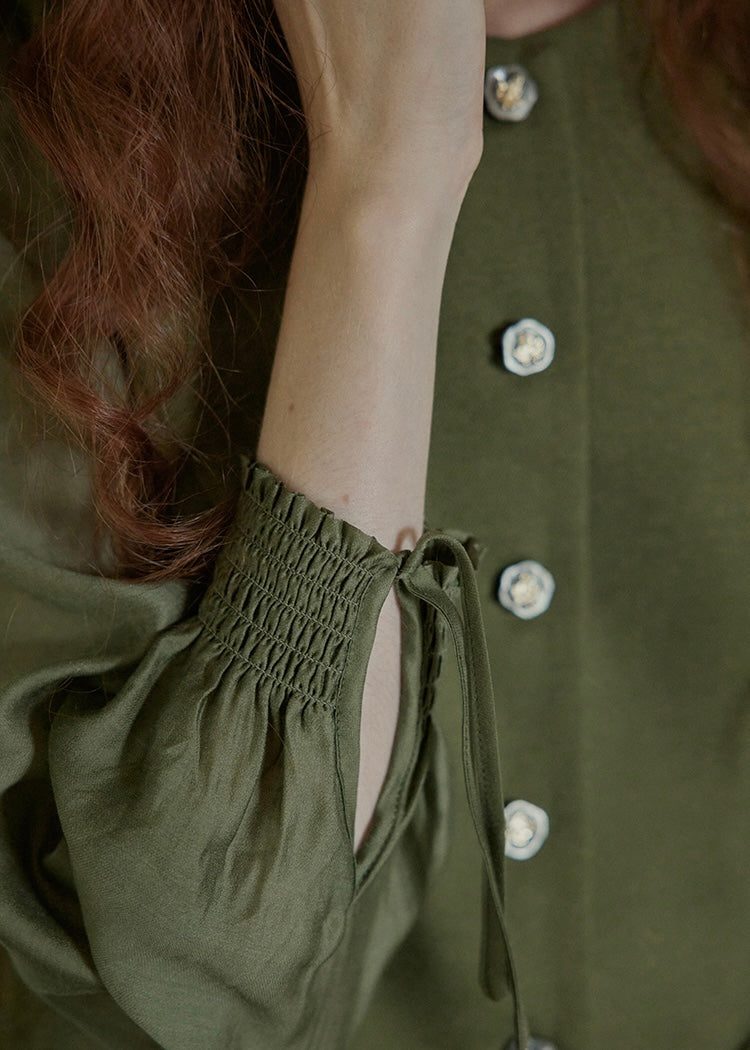 Olive Charm Vintage High Waist Two-Piece Dress