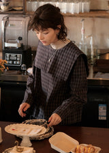 Autumn Café Check Sailor Blouse