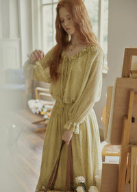Aurélie Oil Painting Waist Tie Maxi Dress
