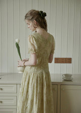 Elowen V-Neck Floral Lace Trim Dress