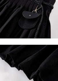 Belted Pleated Mini Skirt with Pouch(2COLOR)