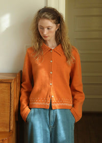 Autumn/Winter Clementine Twisted Collar Vintage Knit Cardigan