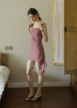 Ruby Picnic Check Dress | Vintage Asymmetrical Gingham Sleeveless Dress