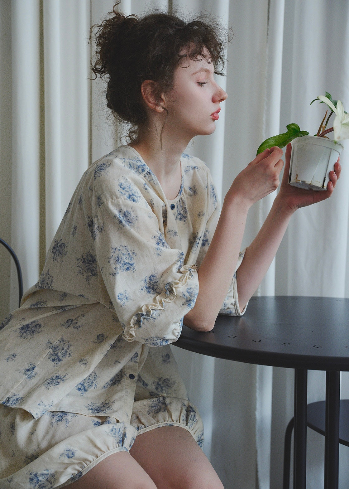 Blue Breeze Cotton Gauze Pajama Set Floral Loose Fit Summer Homewear