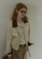 Private Collection Contrast Collar Floral Stripe Jacket