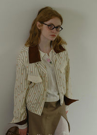 Private Collection Contrast Collar Floral Stripe Jacket