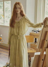 Aurélie Oil Painting Waist Tie Maxi Dress